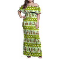 New Zealand Kiwi Fruit Witty Kiwi Bird Family Matching Off Shoulder Maxi Dress and Hawaiian Shirt DT02 Mom's Dress Green - Polynesian Pride