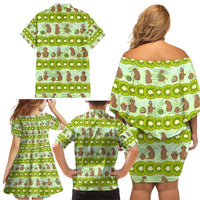 New Zealand Kiwi Fruit Witty Kiwi Bird Family Matching Off Shoulder Short Dress and Hawaiian Shirt DT02 - Polynesian Pride