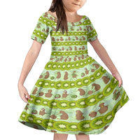New Zealand Kiwi Fruit Witty Kiwi Bird Family Matching Summer Maxi Dress and Hawaiian Shirt DT02 Daughter's Dress Green - Polynesian Pride