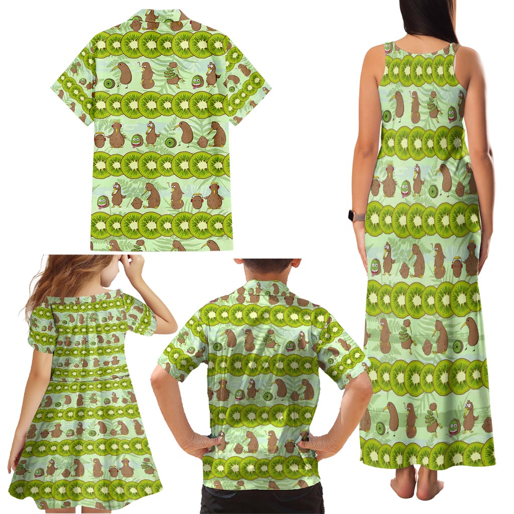 New Zealand Kiwi Fruit Witty Kiwi Bird Family Matching Tank Maxi Dress and Hawaiian Shirt DT02 - Polynesian Pride