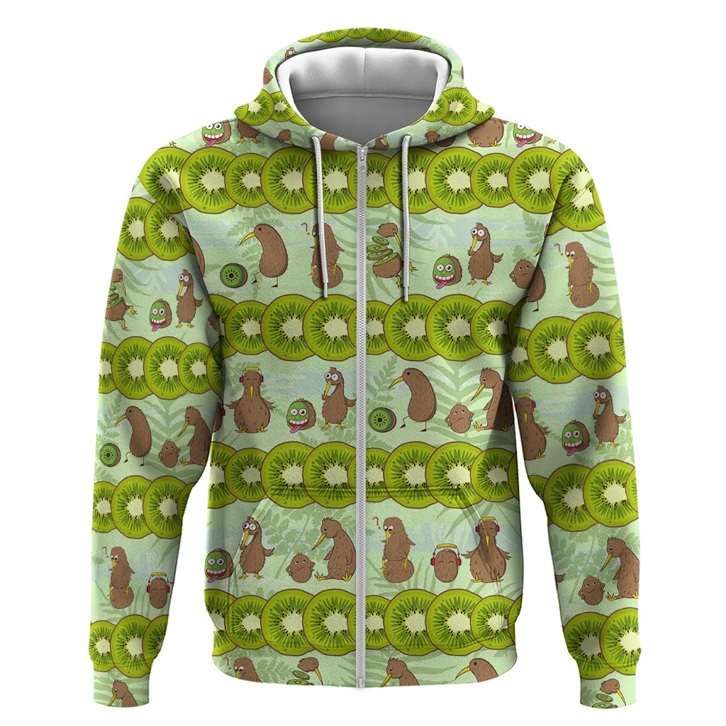 New Zealand Kiwi Fruit Witty Kiwi Bird Zip Hoodie DT02 Zip Hoodie Green - Polynesian Pride