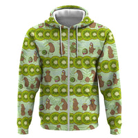 New Zealand Kiwi Fruit Witty Kiwi Bird Zip Hoodie DT02 Zip Hoodie Green - Polynesian Pride