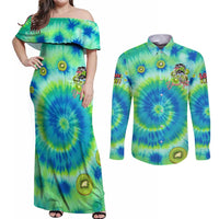 Just a Girl Who Loves Kiwis Couples Matching Off Shoulder Maxi Dress and Long Sleeve Button Shirt New Zealand Tie Dye DT02 Green - Polynesian Pride