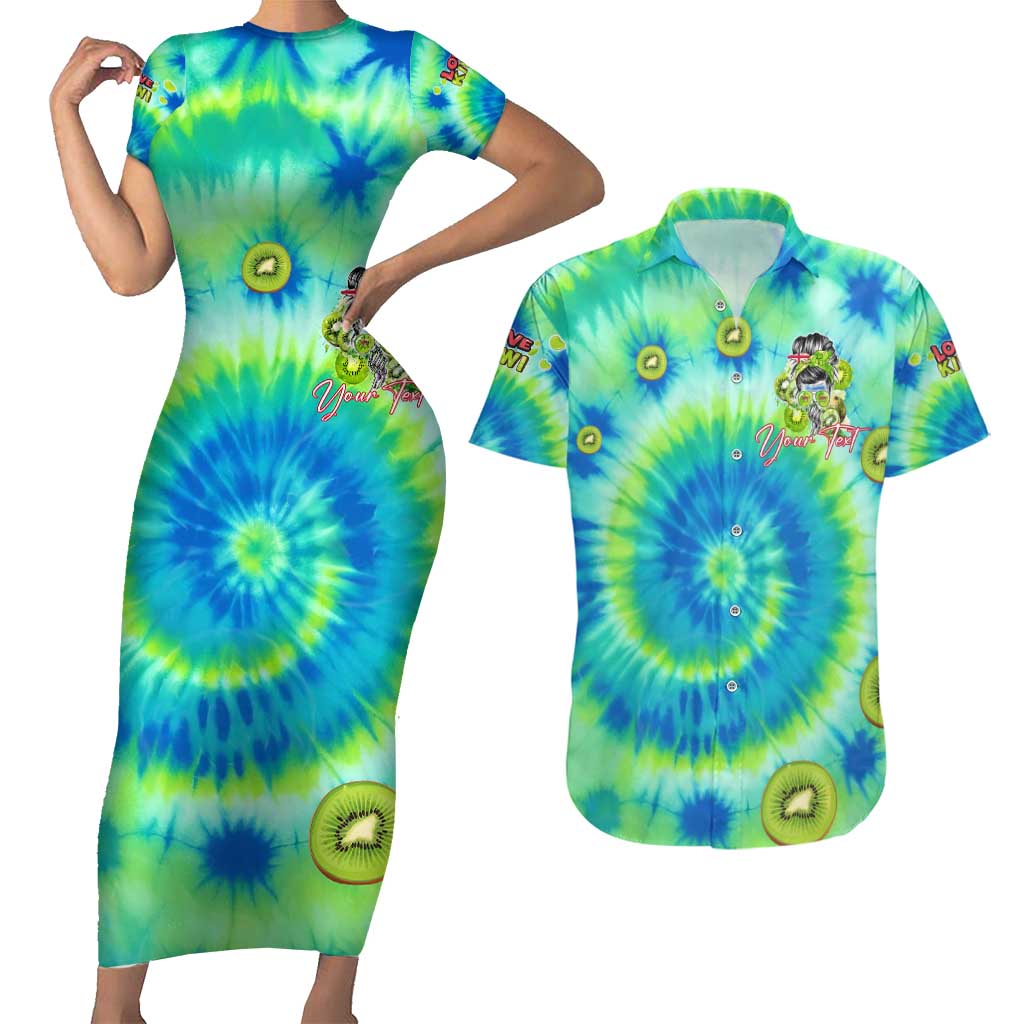 Just a Girl Who Loves Kiwis Couples Matching Short Sleeve Bodycon Dress and Hawaiian Shirt New Zealand Tie Dye DT02 Green - Polynesian Pride