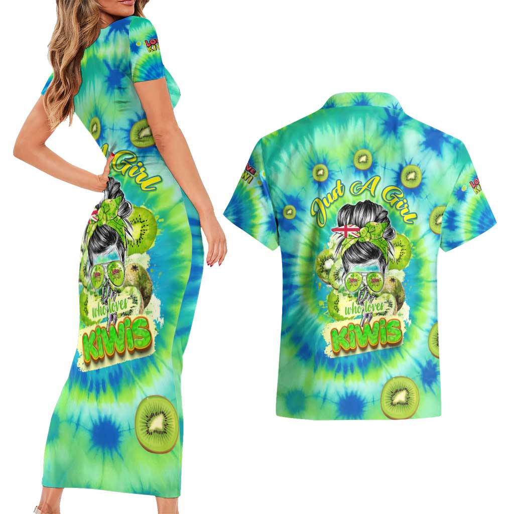 Just a Girl Who Loves Kiwis Couples Matching Short Sleeve Bodycon Dress and Hawaiian Shirt New Zealand Tie Dye DT02 - Polynesian Pride