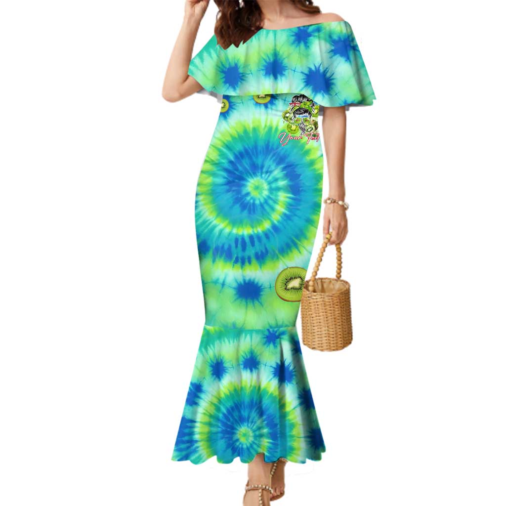 Just a Girl Who Loves Kiwis Family Matching Mermaid Dress and Hawaiian Shirt New Zealand Tie Dye DT02 Mom's Dress Green - Polynesian Pride