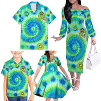 Just a Girl Who Loves Kiwis Family Matching Off The Shoulder Long Sleeve Dress and Hawaiian Shirt New Zealand Tie Dye DT02 - Polynesian Pride