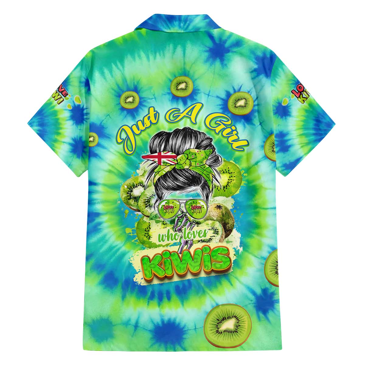 Just a Girl Who Loves Kiwis Family Matching Off The Shoulder Long Sleeve Dress and Hawaiian Shirt New Zealand Tie Dye DT02 - Polynesian Pride