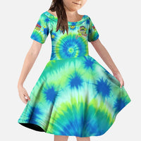 Just a Girl Who Loves Kiwis Family Matching Off Shoulder Maxi Dress and Hawaiian Shirt New Zealand Tie Dye DT02 Daughter's Dress Green - Polynesian Pride