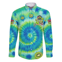 Just a Girl Who Loves Kiwis Family Matching Off Shoulder Maxi Dress and Hawaiian Shirt New Zealand Tie Dye DT02 Dad's Shirt - Long Sleeve Green - Polynesian Pride