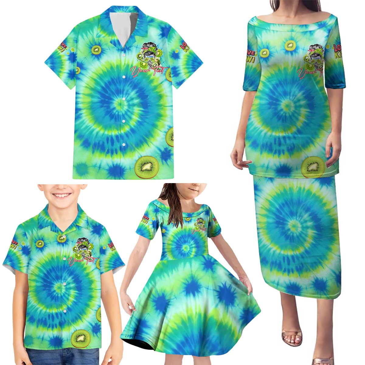 Just a Girl Who Loves Kiwis Family Matching Puletasi and Hawaiian Shirt New Zealand Tie Dye DT02 - Polynesian Pride