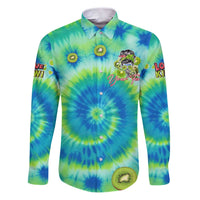 Just a Girl Who Loves Kiwis Family Matching Puletasi and Hawaiian Shirt New Zealand Tie Dye DT02 Dad's Shirt - Long Sleeve Green - Polynesian Pride