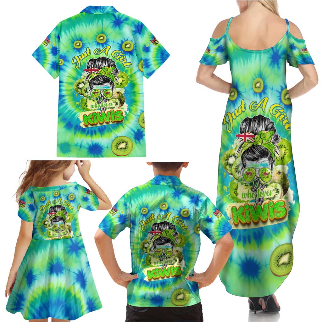Just a Girl Who Loves Kiwis Family Matching Summer Maxi Dress and Hawaiian Shirt New Zealand Tie Dye DT02 - Polynesian Pride