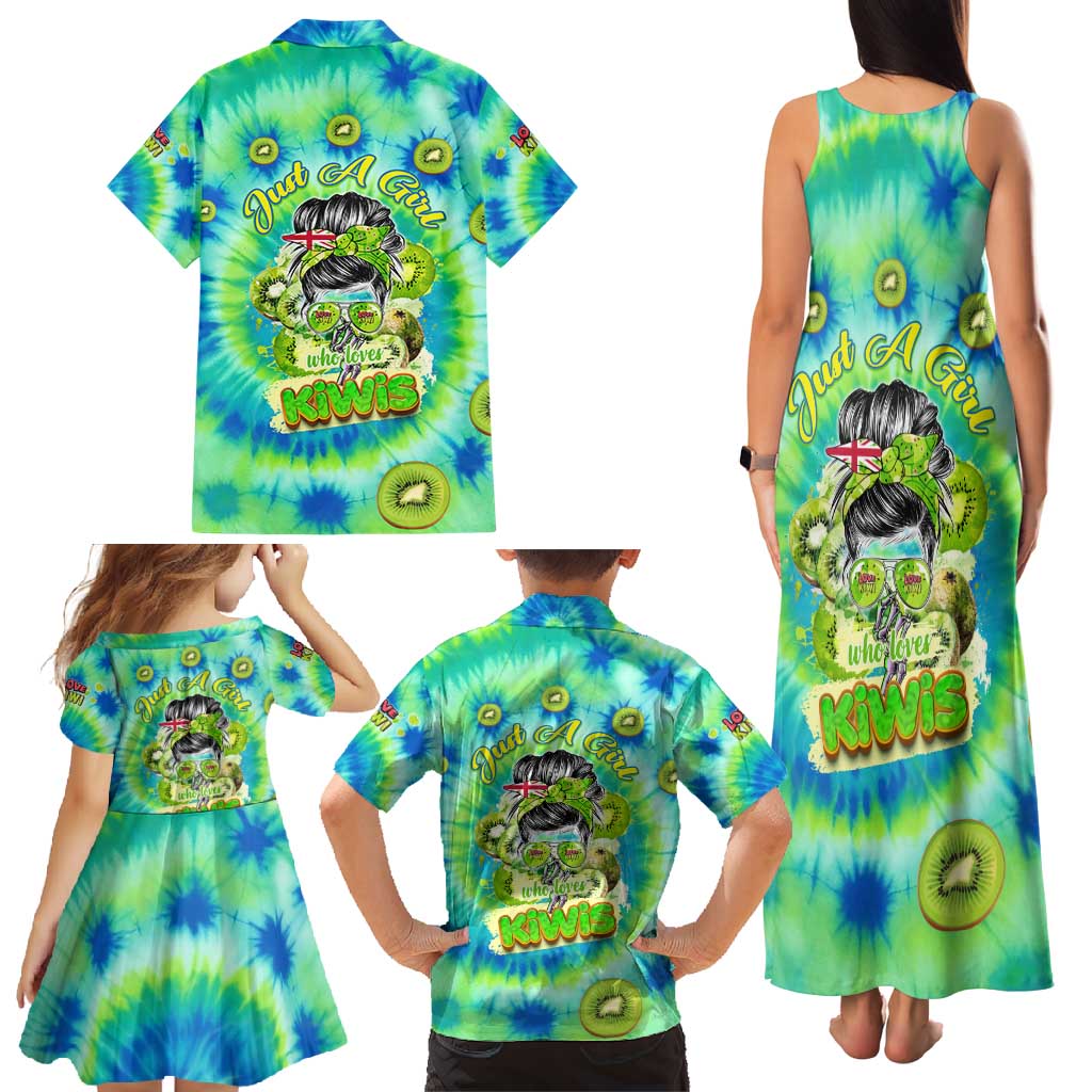 Just a Girl Who Loves Kiwis Family Matching Tank Maxi Dress and Hawaiian Shirt New Zealand Tie Dye DT02 - Polynesian Pride