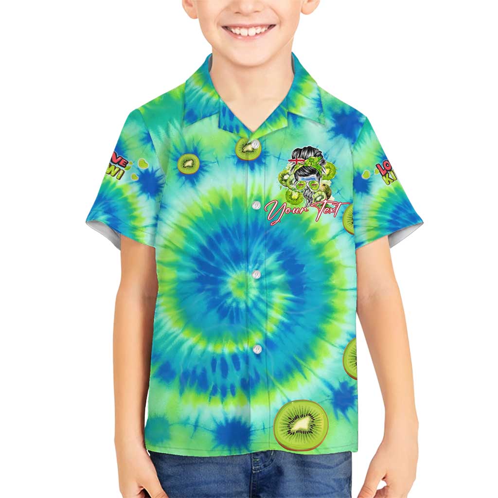 Just a Girl Who Loves Kiwis Family Matching Tank Maxi Dress and Hawaiian Shirt New Zealand Tie Dye DT02 Son's Shirt Green - Polynesian Pride