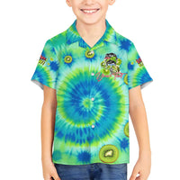 Just a Girl Who Loves Kiwis Family Matching Tank Maxi Dress and Hawaiian Shirt New Zealand Tie Dye DT02 Son's Shirt Green - Polynesian Pride