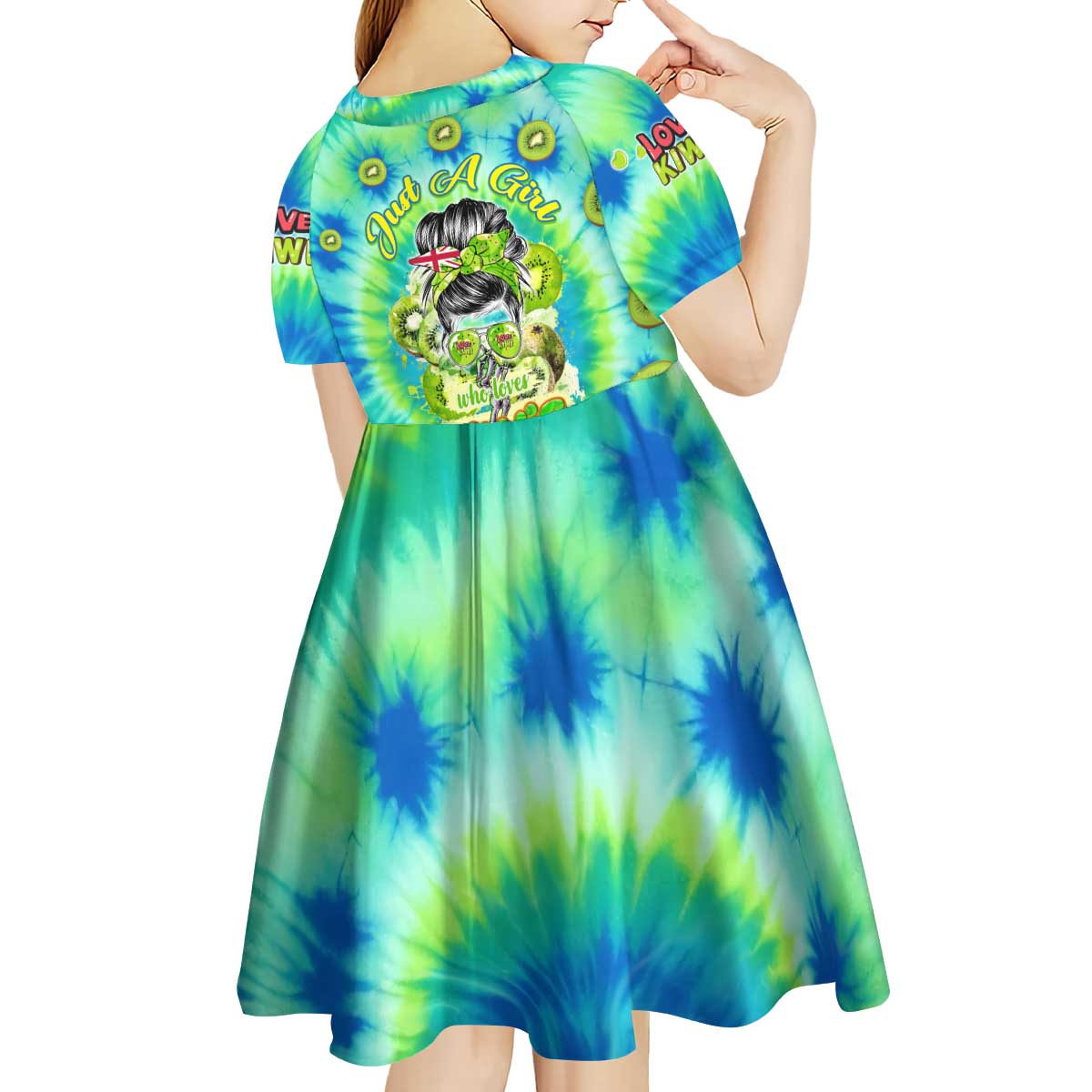 Just a Girl Who Loves Kiwis Kid Short Sleeve Dress New Zealand Tie Dye DT02 - Polynesian Pride