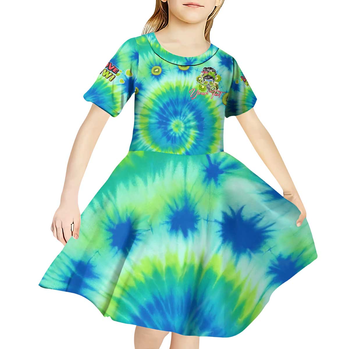 Just a Girl Who Loves Kiwis Kid Short Sleeve Dress New Zealand Tie Dye DT02 - Polynesian Pride