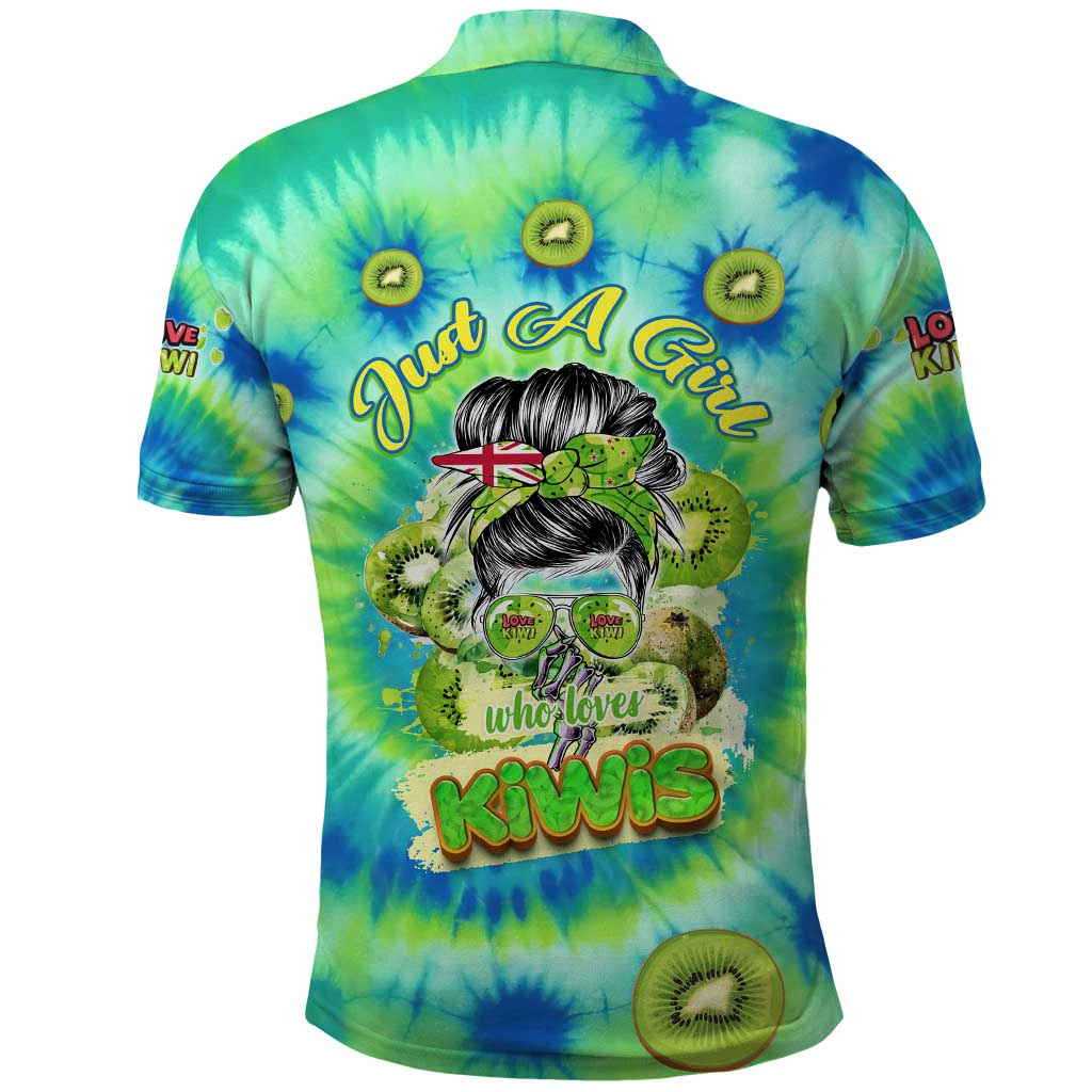 Just a Girl Who Loves Kiwis Polo Shirt New Zealand Tie Dye