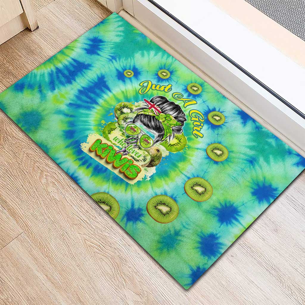 Just a Girl Who Loves Kiwis Rubber Doormat New Zealand Tie Dye