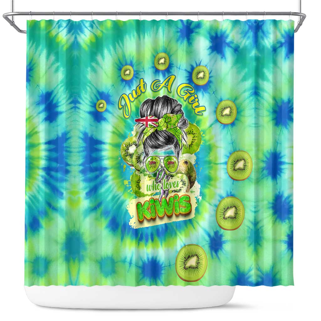 Just a Girl Who Loves Kiwis Shower Curtain New Zealand Tie Dye