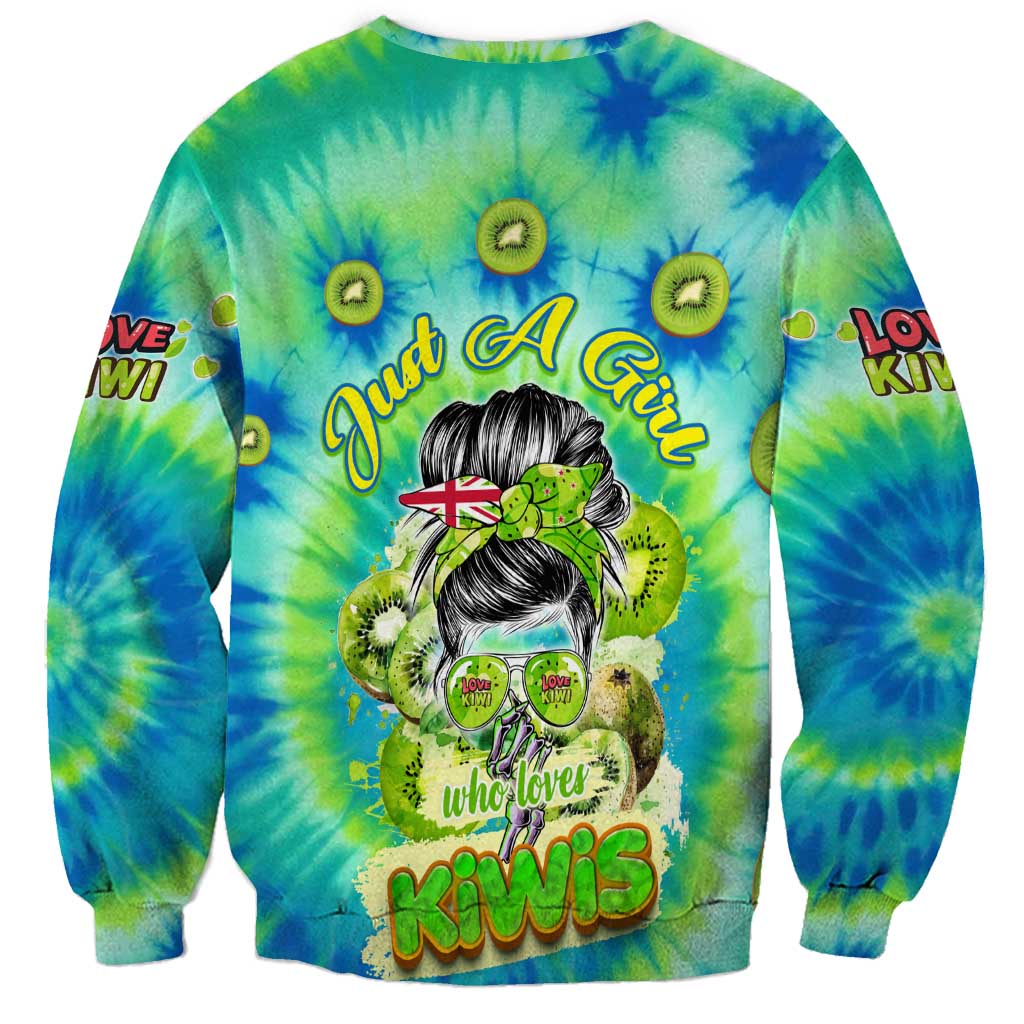 Just a Girl Who Loves Kiwis Sweatshirt New Zealand Tie Dye