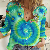 Just a Girl Who Loves Kiwis Women Casual Shirt New Zealand Tie Dye DT02 Female Green - Polynesian Pride