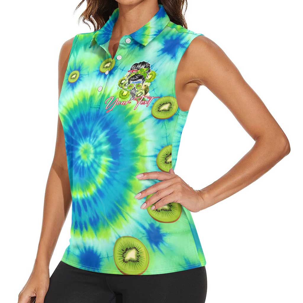 Just a Girl Who Loves Kiwis Women Sleeveless Polo Shirt New Zealand Tie Dye
