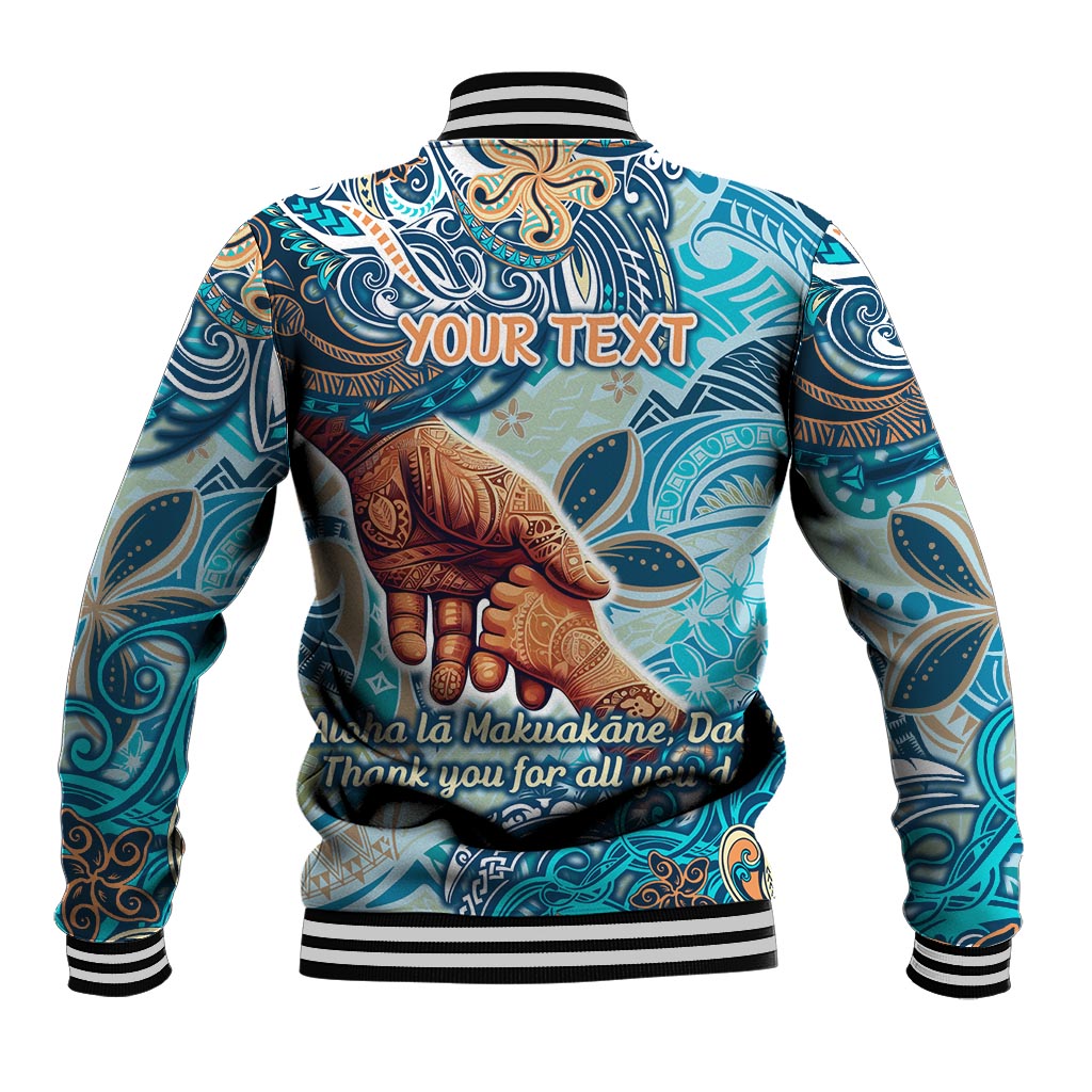 Hand In Hand Father's Day Polynesian Baseball Jacket Tribal Flower Pattern