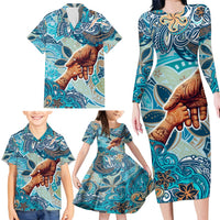 Hand In Hand Father's Day Polynesian Family Matching Long Sleeve Bodycon Dress and Hawaiian Shirt Tribal Flower Pattern DT02 - Polynesian Pride