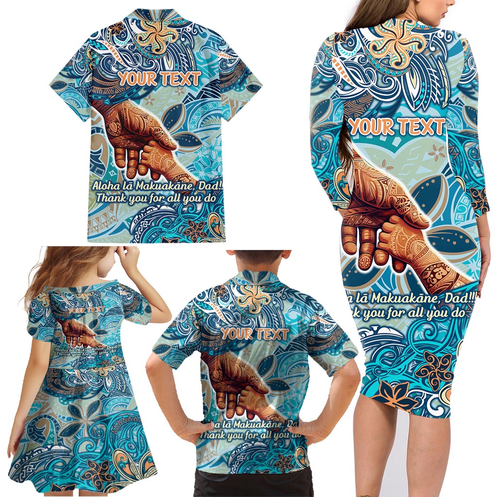 Hand In Hand Father's Day Polynesian Family Matching Long Sleeve Bodycon Dress and Hawaiian Shirt Tribal Flower Pattern DT02 - Polynesian Pride