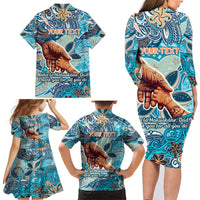 Hand In Hand Father's Day Polynesian Family Matching Long Sleeve Bodycon Dress and Hawaiian Shirt Tribal Flower Pattern DT02 - Polynesian Pride