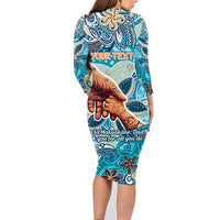 Hand In Hand Father's Day Polynesian Family Matching Long Sleeve Bodycon Dress and Hawaiian Shirt Tribal Flower Pattern DT02 - Polynesian Pride