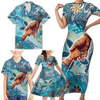 Hand In Hand Father's Day Polynesian Family Matching Short Sleeve Bodycon Dress and Hawaiian Shirt Tribal Flower Pattern DT02 - Polynesian Pride