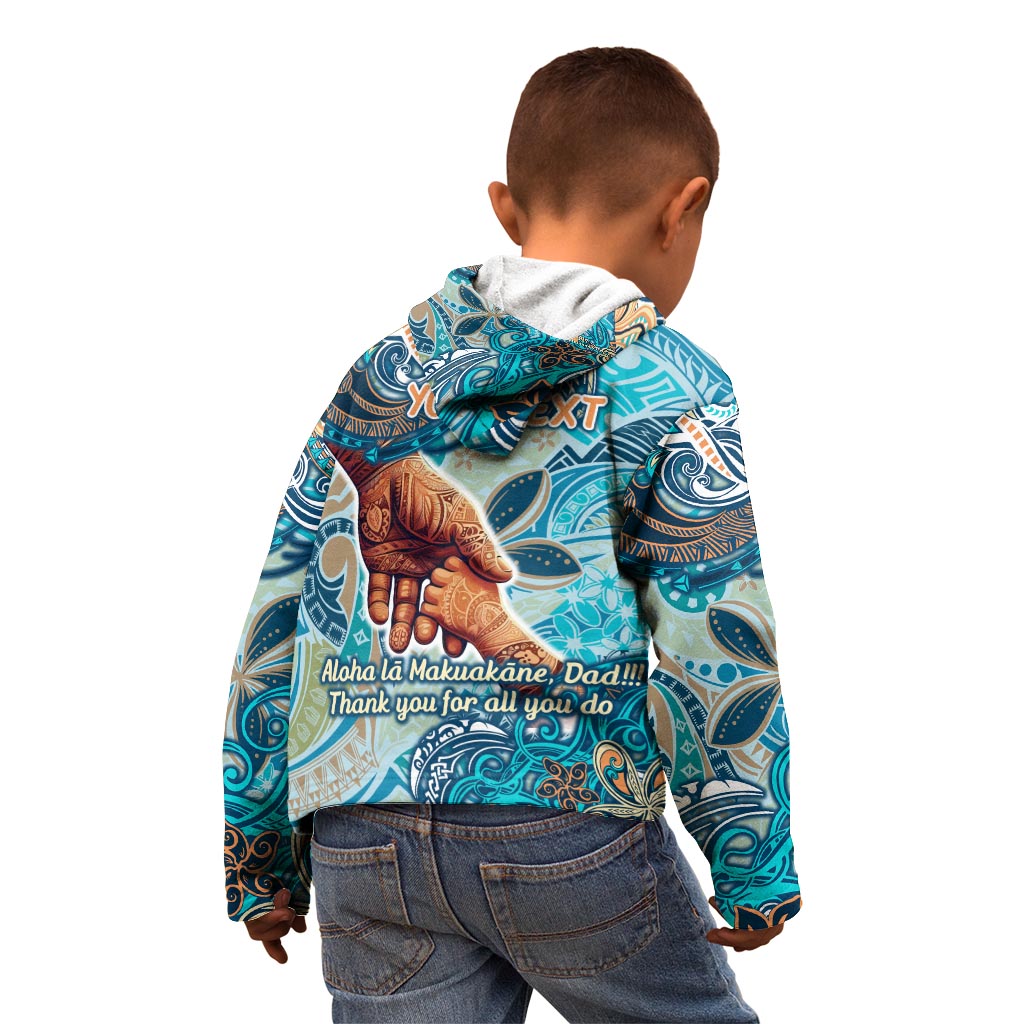 Hand In Hand Father's Day Polynesian Kid Hoodie Tribal Flower Pattern
