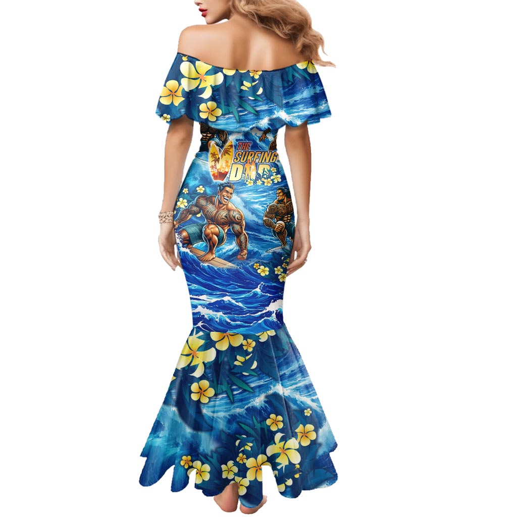 Hawaii Father's Day Family Matching Mermaid Dress and Hawaiian Shirt The Surfing Dad Polynesian Tattoo DT02 - Polynesian Pride