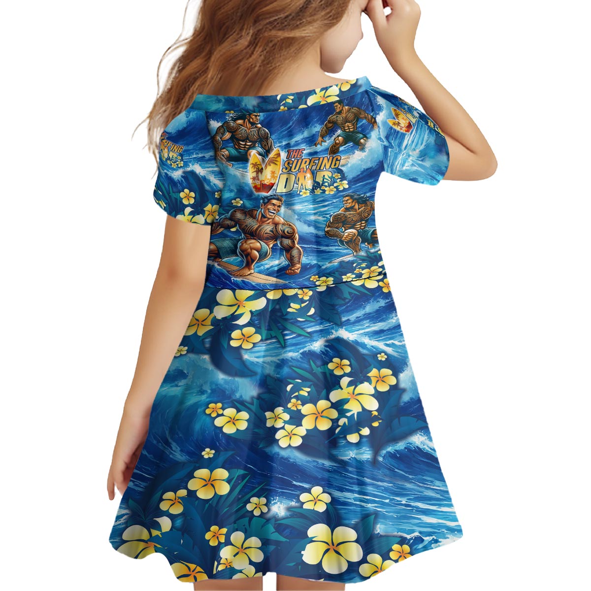 Hawaii Father's Day Family Matching Off The Shoulder Long Sleeve Dress and Hawaiian Shirt The Surfing Dad Polynesian Tattoo DT02 - Polynesian Pride