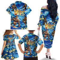 Hawaii Father's Day Family Matching Off The Shoulder Long Sleeve Dress and Hawaiian Shirt The Surfing Dad Polynesian Tattoo DT02 - Polynesian Pride