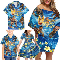 Hawaii Father's Day Family Matching Off Shoulder Short Dress and Hawaiian Shirt The Surfing Dad Polynesian Tattoo DT02 - Polynesian Pride