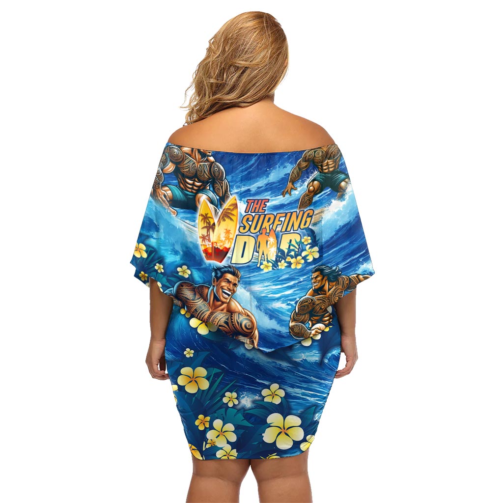 Hawaii Father's Day Family Matching Off Shoulder Short Dress and Hawaiian Shirt The Surfing Dad Polynesian Tattoo DT02 - Polynesian Pride