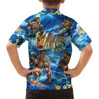 Hawaii Father's Day Family Matching Short Sleeve Bodycon Dress and Hawaiian Shirt The Surfing Dad Polynesian Tattoo DT02 - Polynesian Pride
