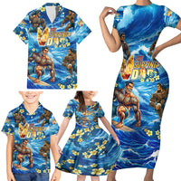 Hawaii Father's Day Family Matching Short Sleeve Bodycon Dress and Hawaiian Shirt The Surfing Dad Polynesian Tattoo DT02 - Polynesian Pride