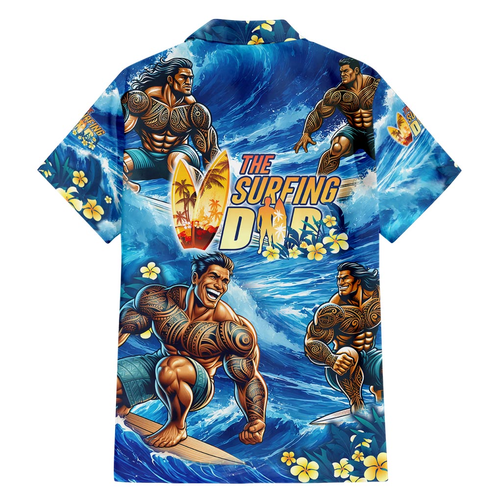 Hawaii Father's Day Family Matching Short Sleeve Bodycon Dress and Hawaiian Shirt The Surfing Dad Polynesian Tattoo DT02 - Polynesian Pride