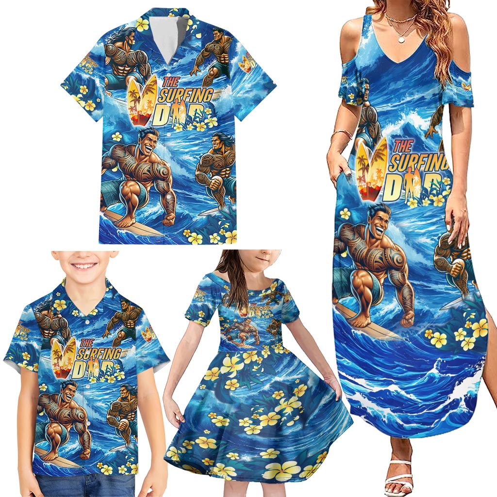 Hawaii Father's Day Family Matching Summer Maxi Dress and Hawaiian Shirt The Surfing Dad Polynesian Tattoo DT02 - Polynesian Pride