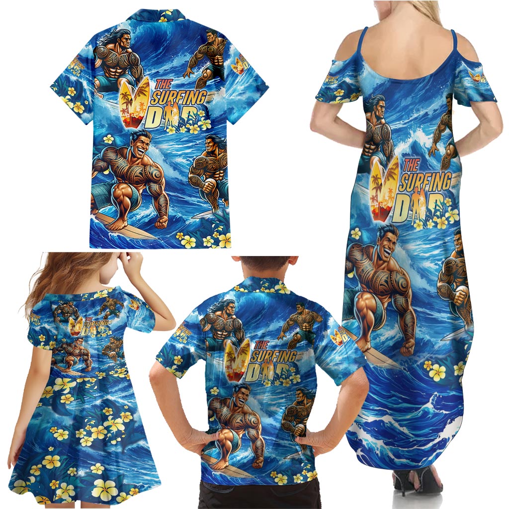Hawaii Father's Day Family Matching Summer Maxi Dress and Hawaiian Shirt The Surfing Dad Polynesian Tattoo DT02 - Polynesian Pride