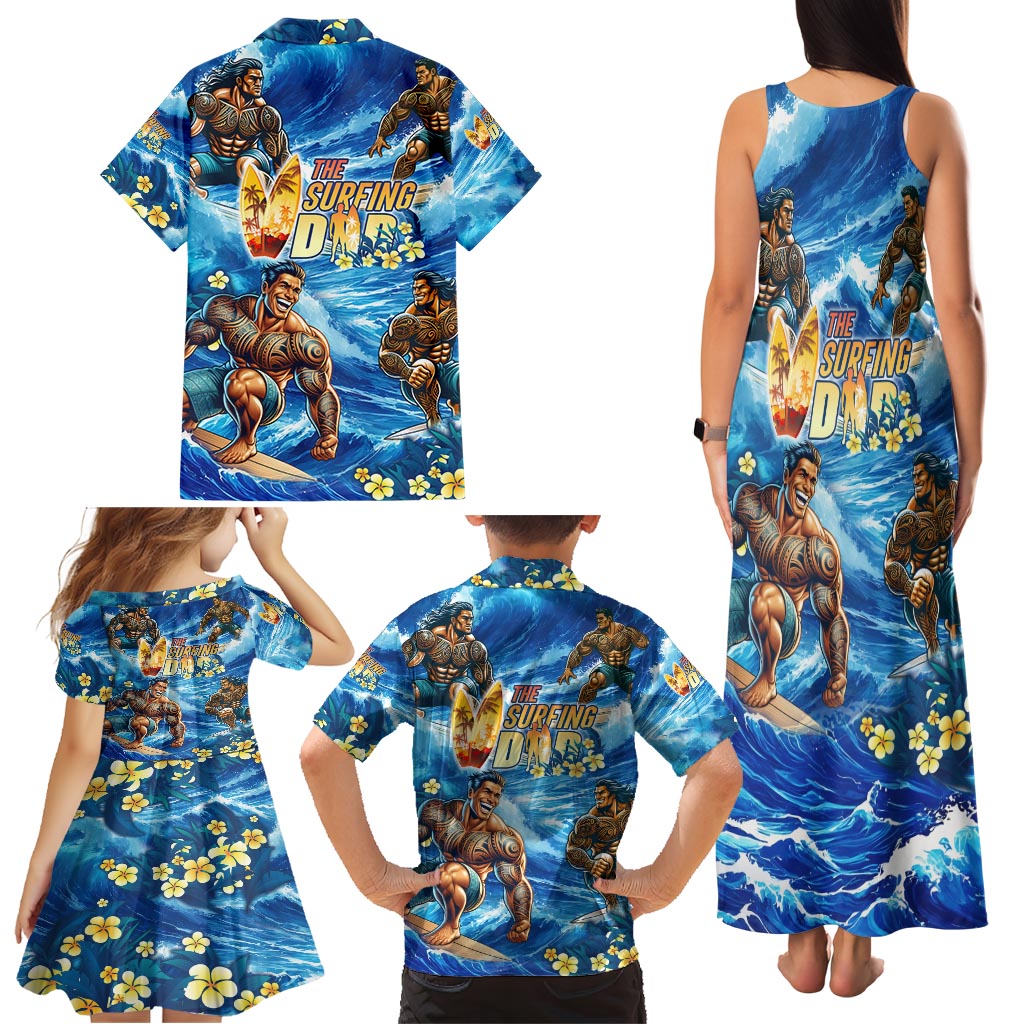 Hawaii Father's Day Family Matching Tank Maxi Dress and Hawaiian Shirt The Surfing Dad Polynesian Tattoo DT02 - Polynesian Pride
