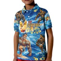 Hawaii Father's Day Kid Polo Shirt The Surfing Dad Polynesian Tattoo DT02 Kid Blue - Polynesian Pride