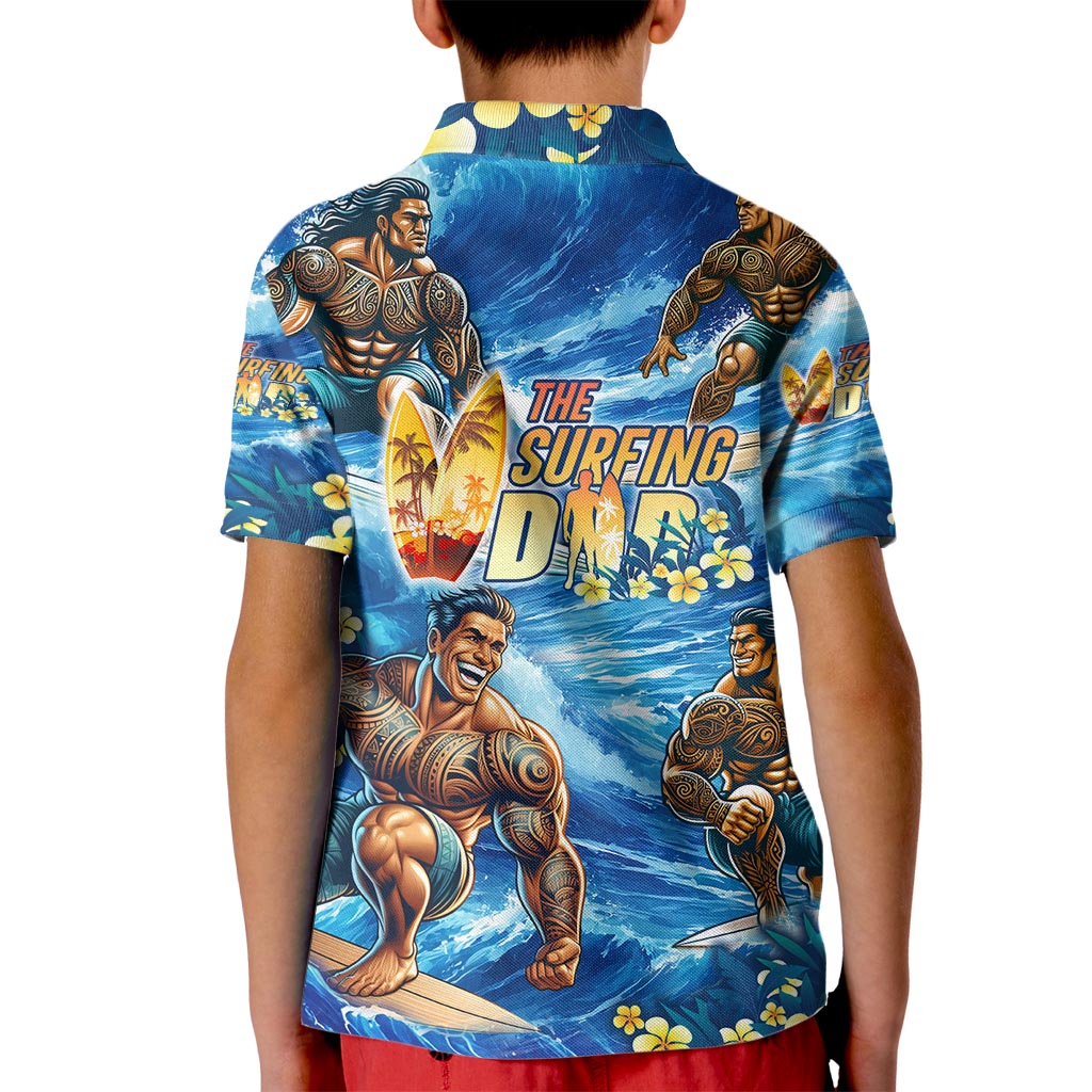 Hawaii Father's Day Kid Polo Shirt The Surfing Dad Polynesian Tattoo DT02 - Polynesian Pride