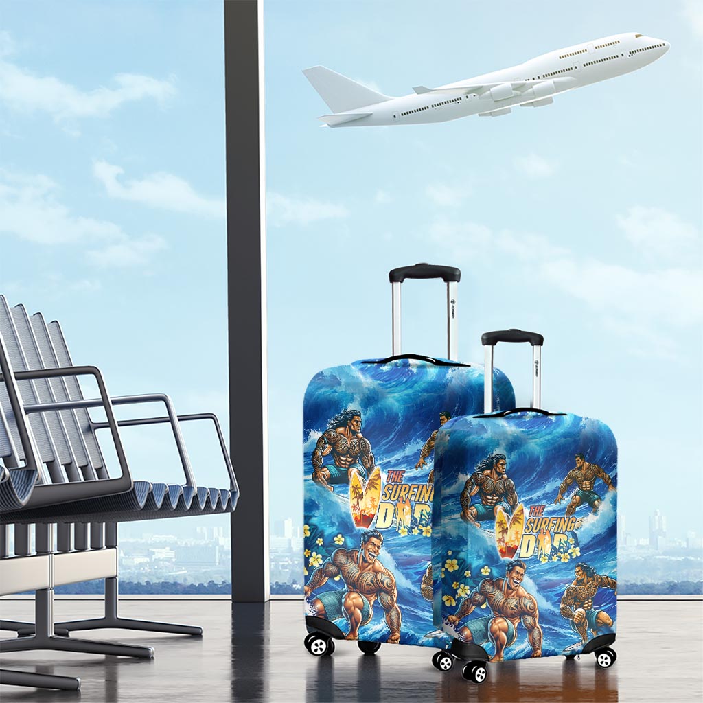 Hawaii Father's Day Luggage Cover The Surfing Dad Polynesian Tattoo