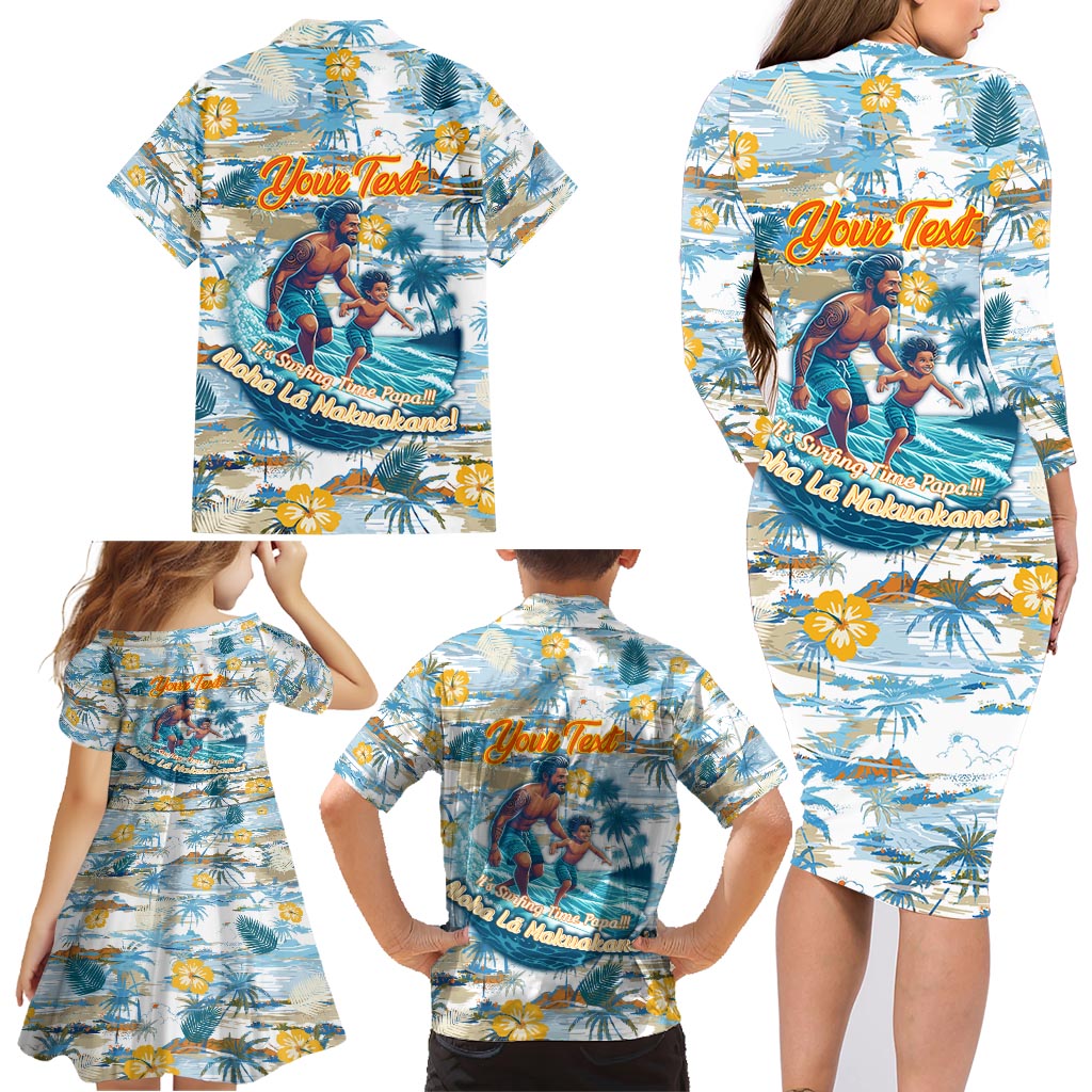 Hawaii Father's Day It's Surfing Time Family Matching Long Sleeve Bodycon Dress and Hawaiian Shirt Aloha L Makuakane DT02 - Polynesian Pride